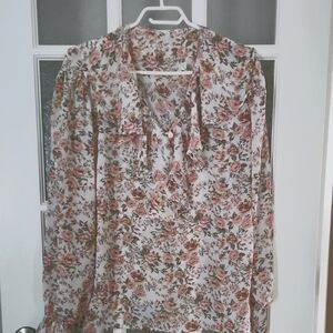 Vintage Ruffle Floral Chiffon Blouse